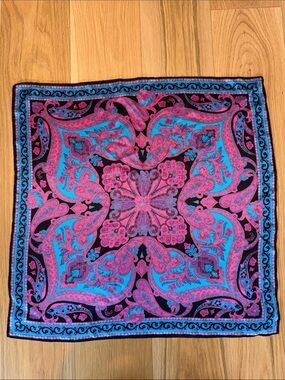 Jones New York Pink and Turquoise Paisley Neck Scarf